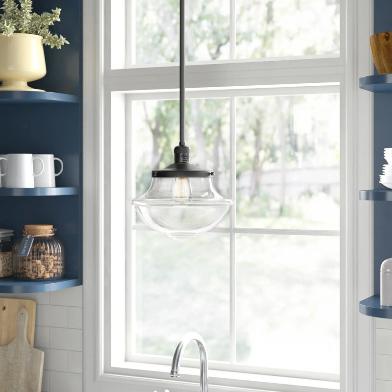 Baptiste 1 - Light Single Pendant, No Bulb Included, Clear, Matte Black