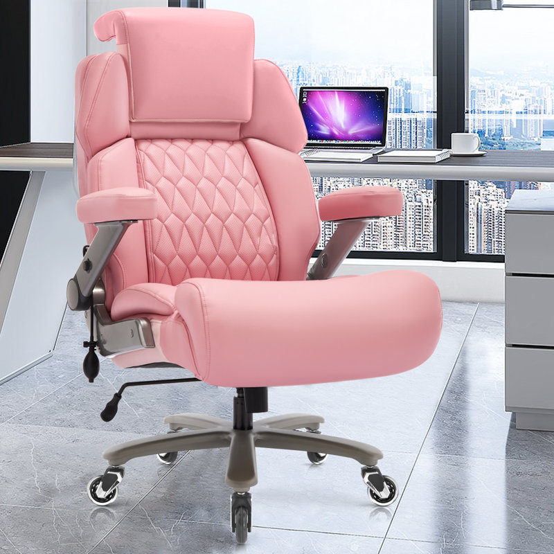 Fauteuil de direction grand et grand 700 lb, fauteuil de bureau en cuir robuste avec soutien lombaire réglable, accoudoirs rabattables en 3D, siège à ressort extra large et roues en caoutchouc