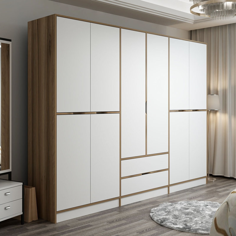 Nebras 6 Door Solid + Manufactured Wood Wardrobe