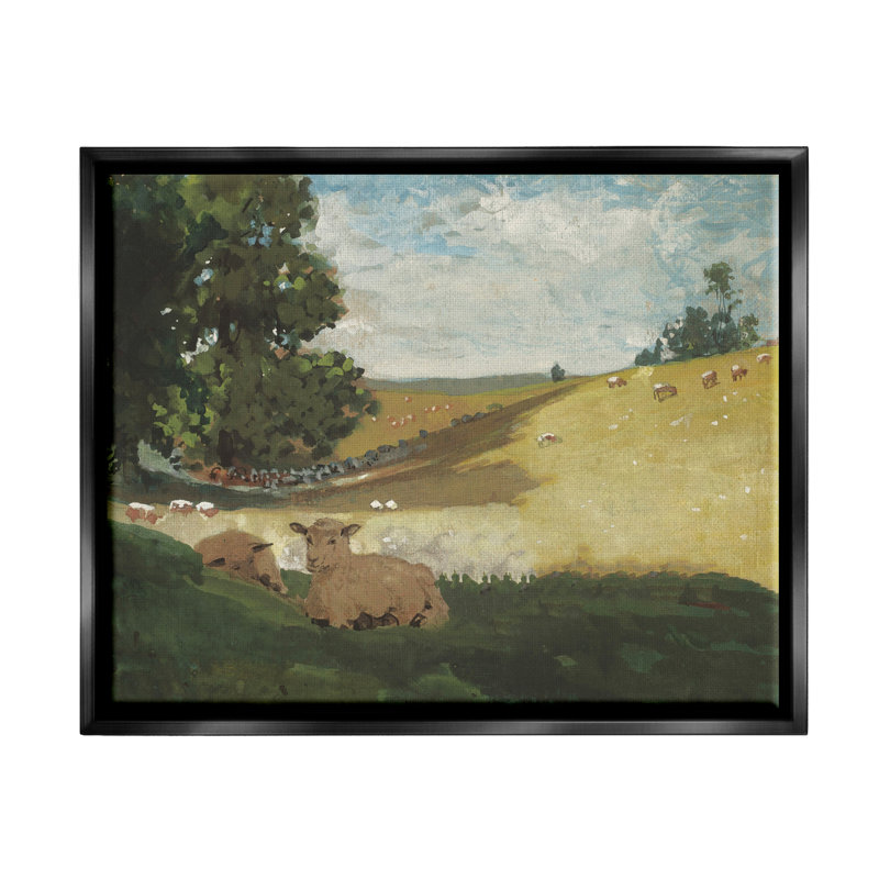 Après-midi chaud Winslow Homer classique - peinture, Cadre flottant noir de jais, H 17 po x l 21 po x P 1,7 po