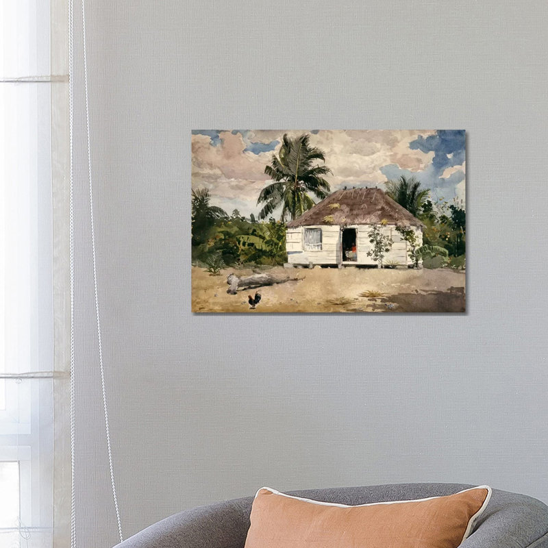 Native Huts, Nassau by Winslow Homer - Wrapped Canvas Painting, 66.04 cm H x 45.72 cm W x 1.91 cm D