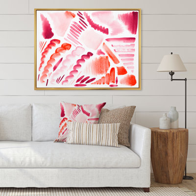 Éléments graphiques rétro en orange et rouge I - peinture sur toile