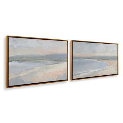 «Hazy Beach at Dawn», ensemble de 2 impressions sur toile