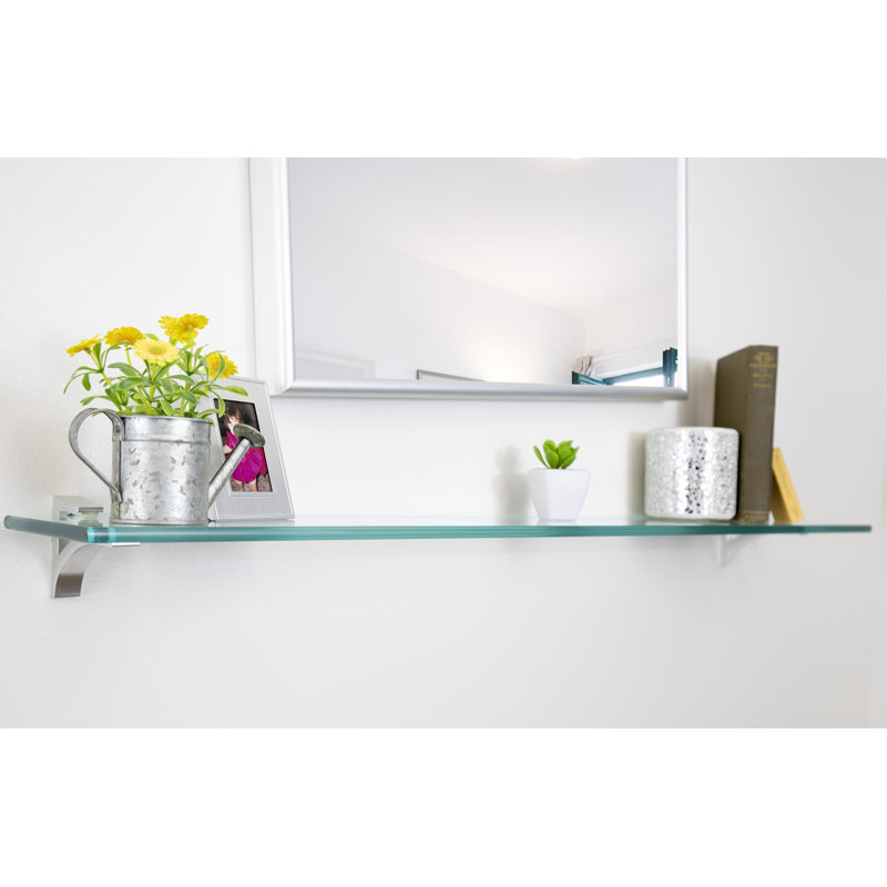 Tablette murale en verre Electra, Chrome, H 2,86 po x l 42 po x P 6,5 po