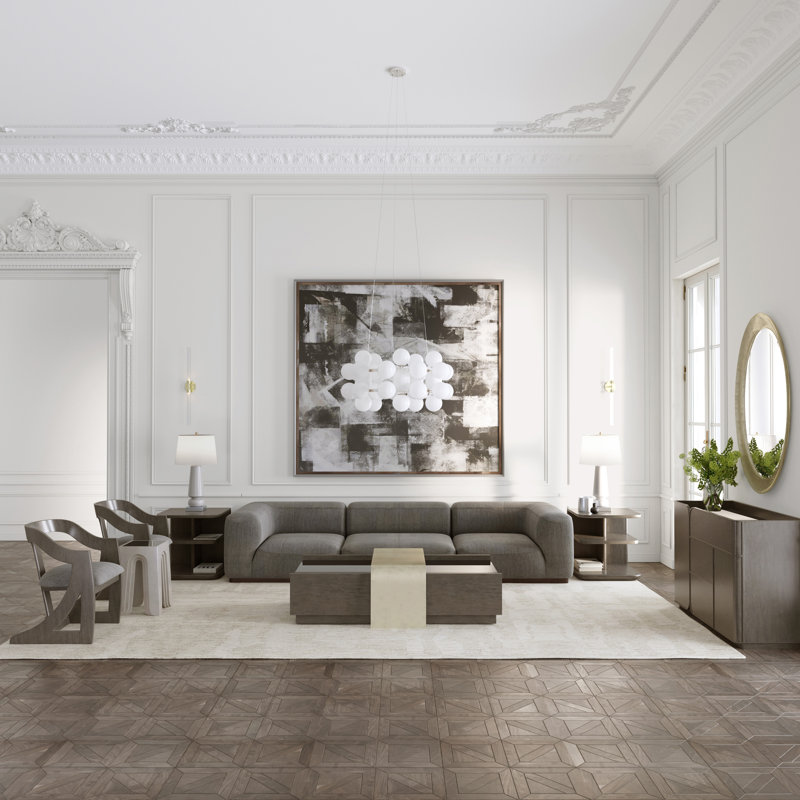 Continental Contemporary Sideboard with Smoked Glass, Argento