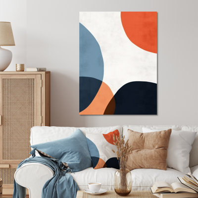 Bleu et orange motif minimaliste bohème 2 - art mural minimaliste en métal