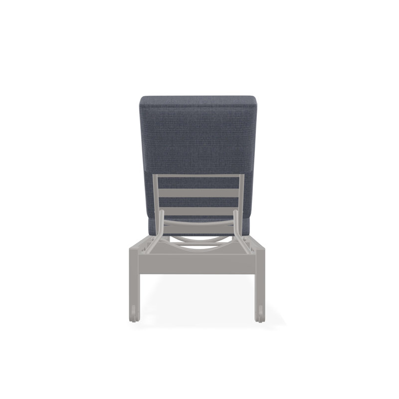 Leeward Marine Grade Polymer Deep Seating Cushion Three Position Lay-flat Armless Chaise, Proven Denim, Warm Gray