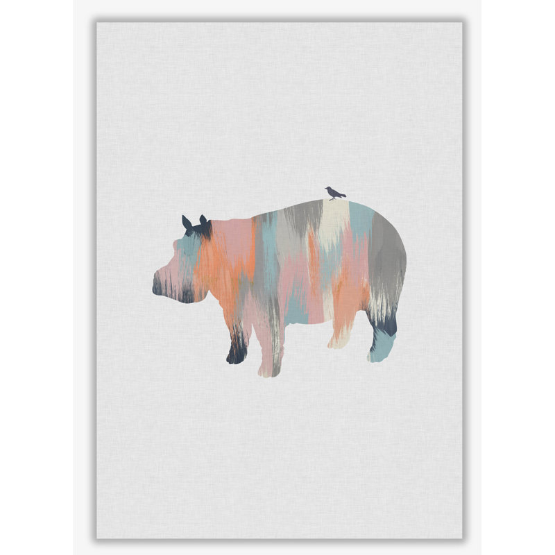 Pastel Hippo - Print, No Frame, 42 cm H x 30 cm W x 1 cm D