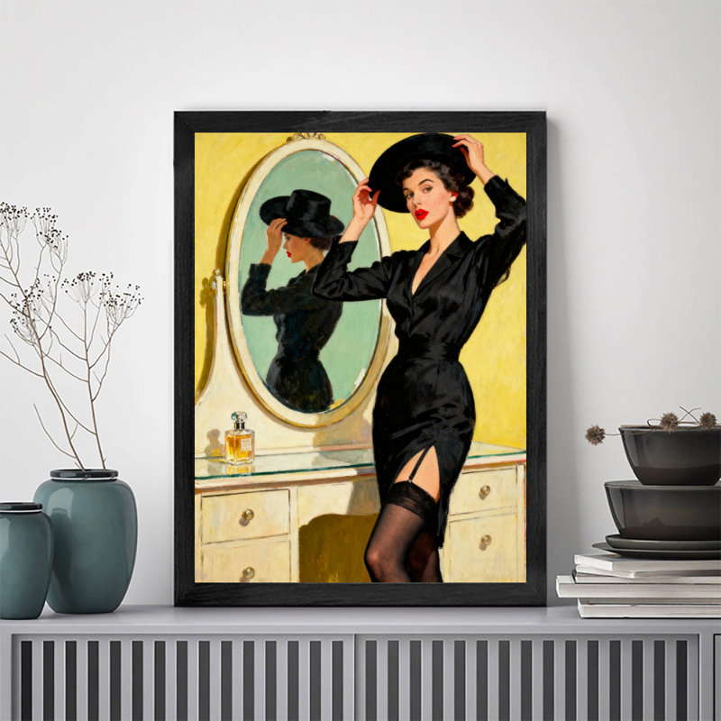 «Black Love Vintage Paris from Elegant Lady», reproduction d'art encadrée de style rétro, H 11 po x l 9 po