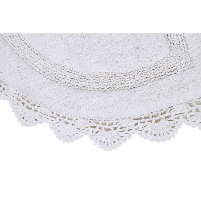 Cotton Non-Slip Bath Rug, White