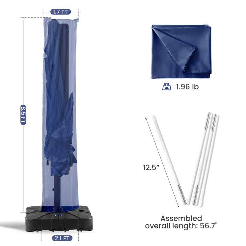 Waterproof UV-Resistant Patio Umbrella Cover, Fits Cantilever Styles, 1-Pack, (Blue), Blue