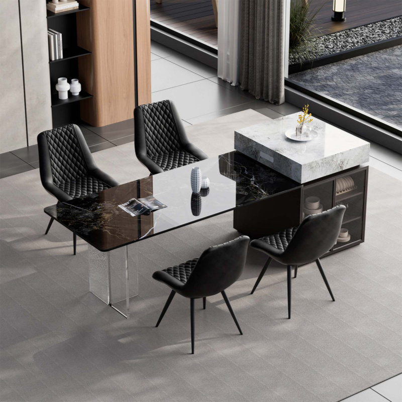 Ensemble de 2 chaises de salle à manger en similicuir de polyuréthane à conception ergonomique avec cadre en fer