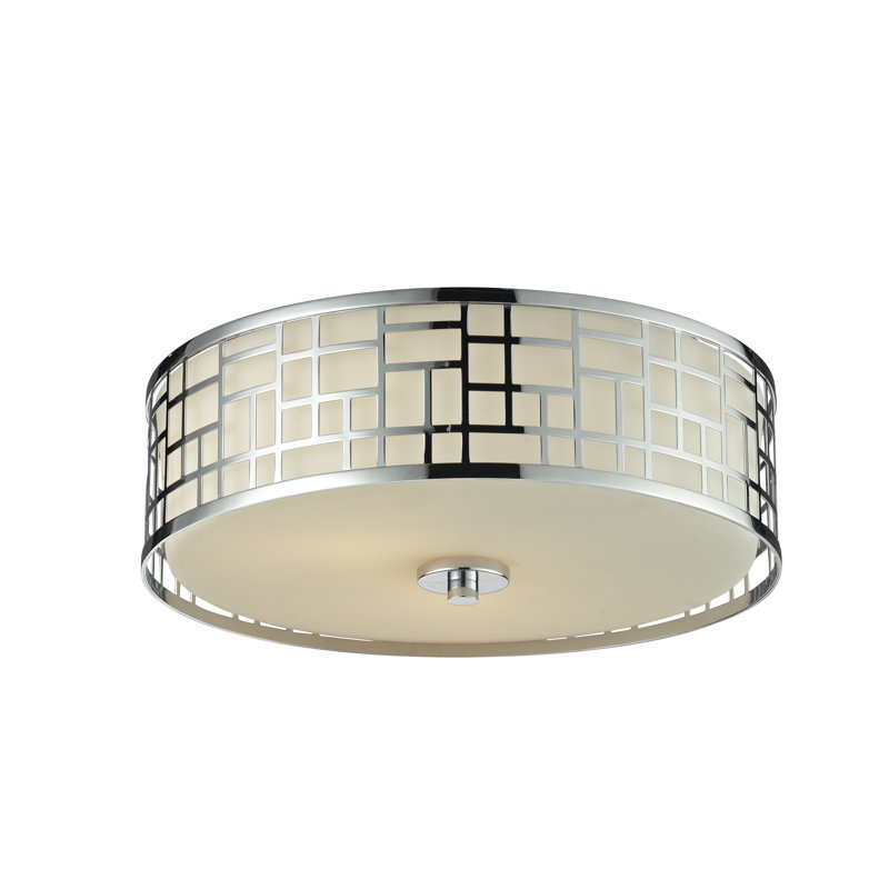 Barika Glass Flush Mount, Chrome, 6.5" H x 20.5" W