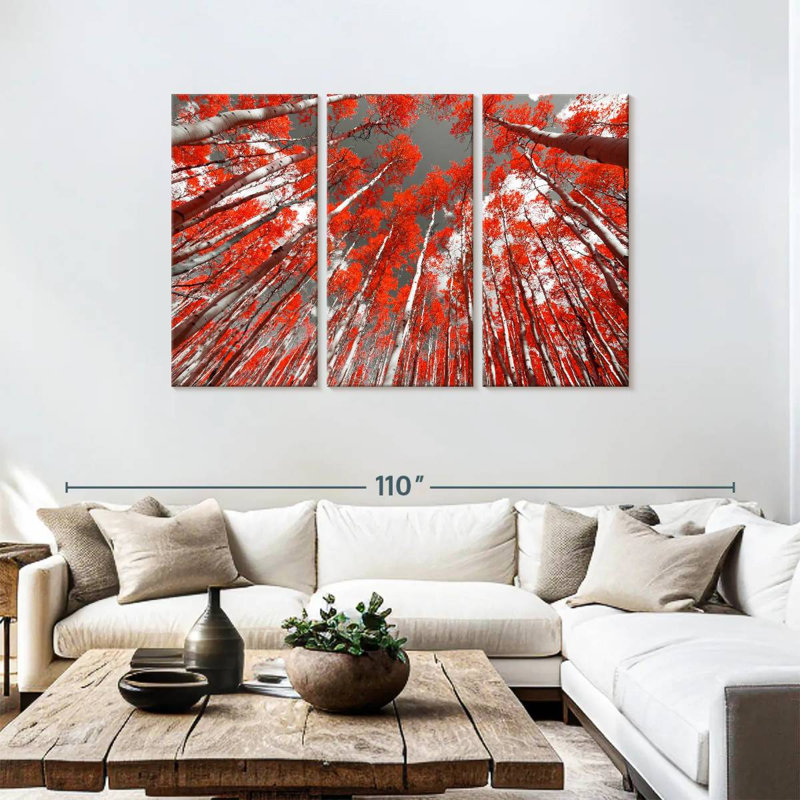 Harnek Red Forest Trees, 48" H x 74" W