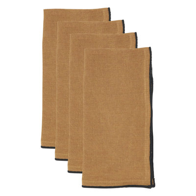 Ensemble de 4 serviettes carrées en lin sans motif Dartmouth