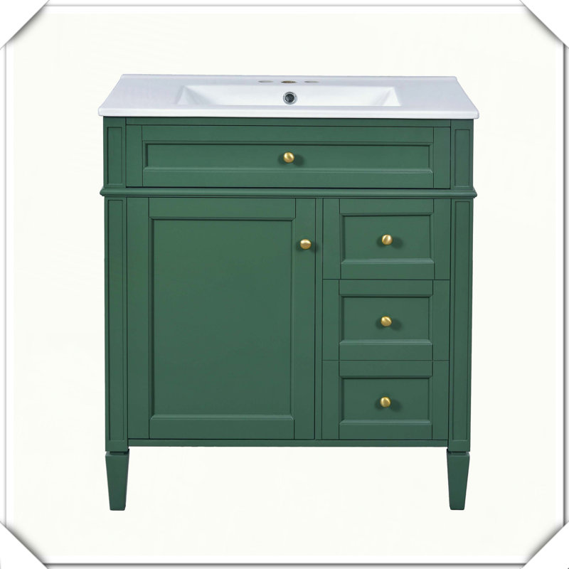 Meuble-lavabo moderne simple avec tiroirs supérieurs, Vert