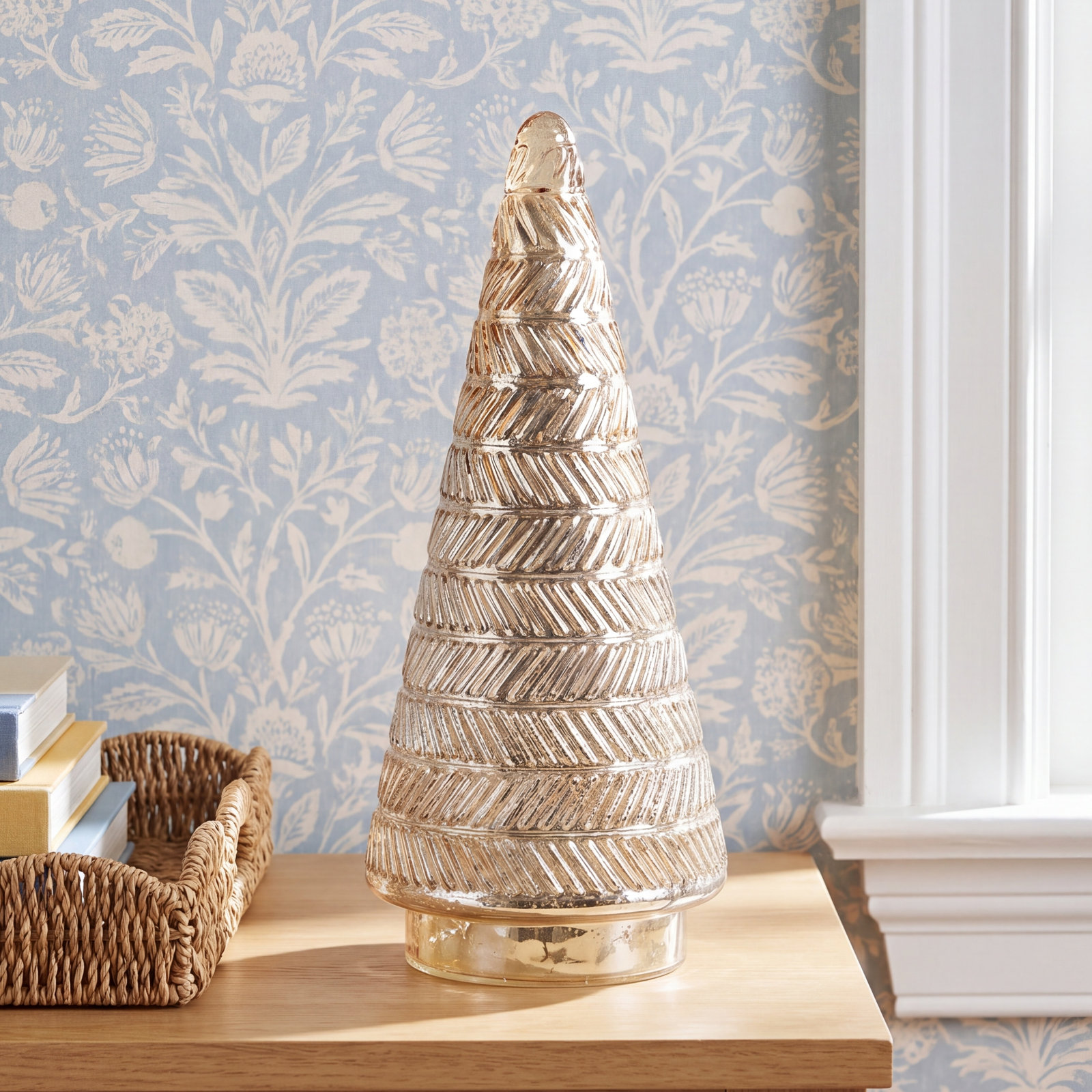 Tabletop Christmas Tree Decor, 13.75" H x 6" W x 6" D, Gold
