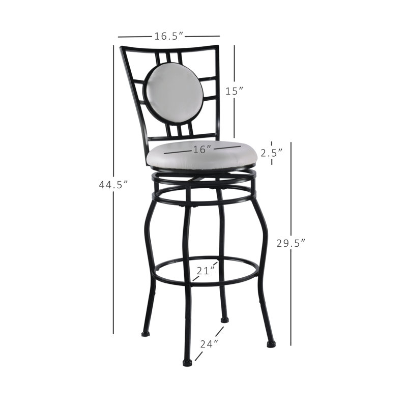 Vinciguerra Swivel Upholstered Adjustable Height Counter Stool with Metal Frame