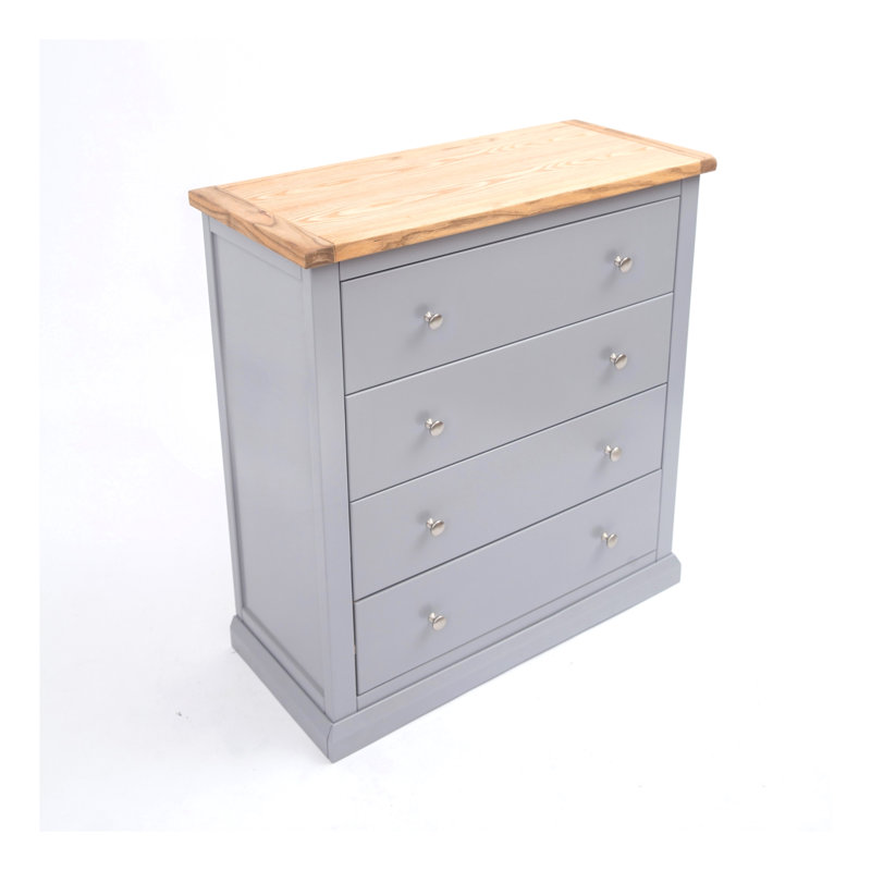Duran 90cm W 4 - Drawer Chest of Drawers, Grey/Chrome