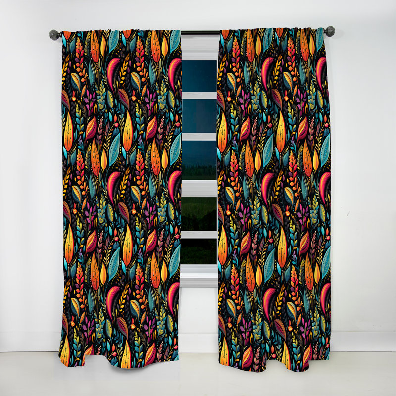 Tribal Frivolity Boho Motif II - Rideau Boho - Rideau abstrait obscurcissant - 1 panneaux, L 52 po x L 108 po