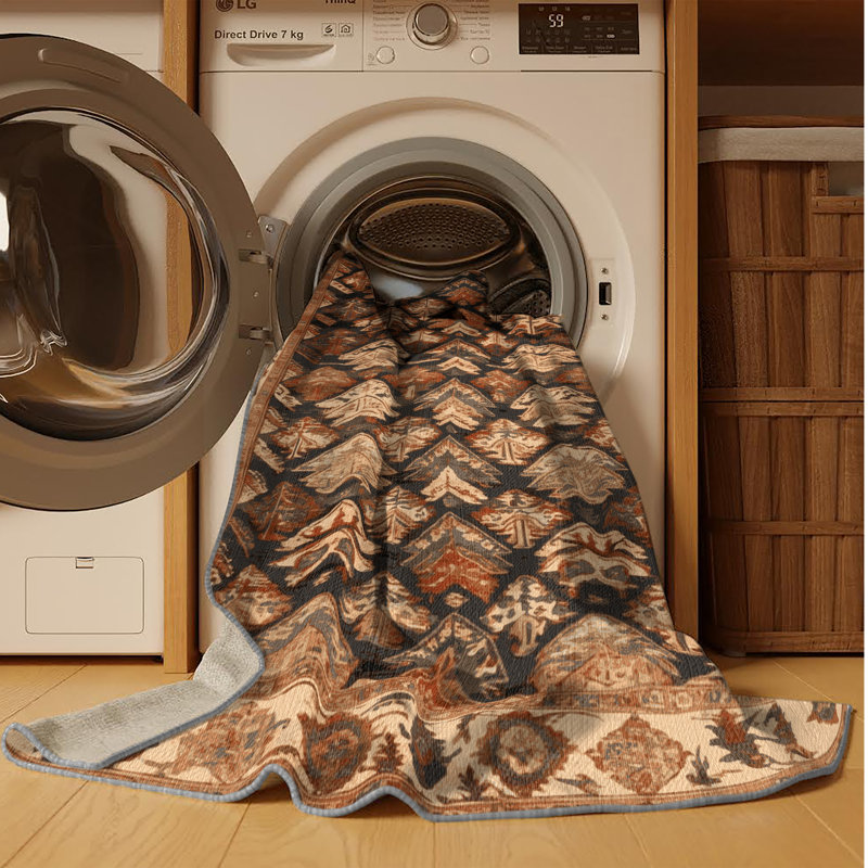 Tapis brun lavable à la machine, Rond 4 pi