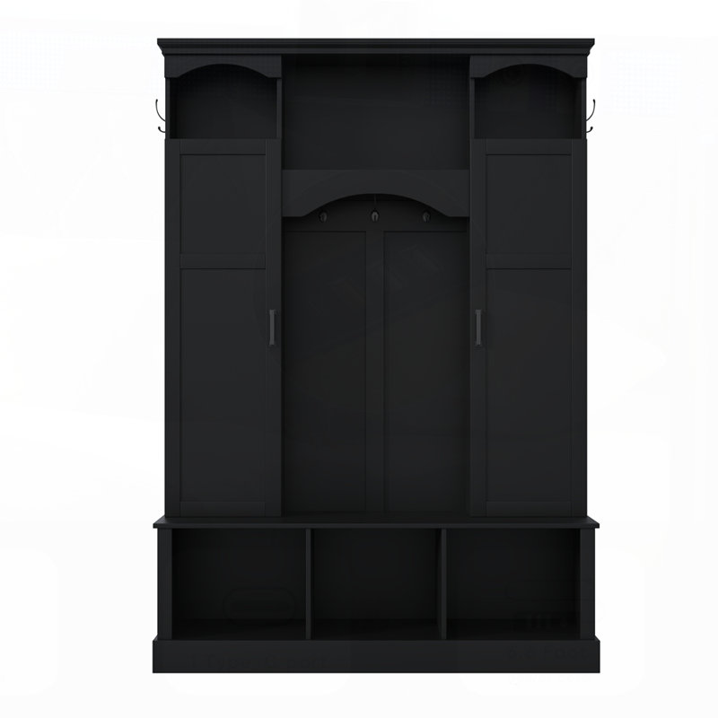 Arbre d'entrée avec banc de rangement, portemanteau d'entrée avec armoires et crochets, présentoir arqué, minimaliste contemporain, vestibule