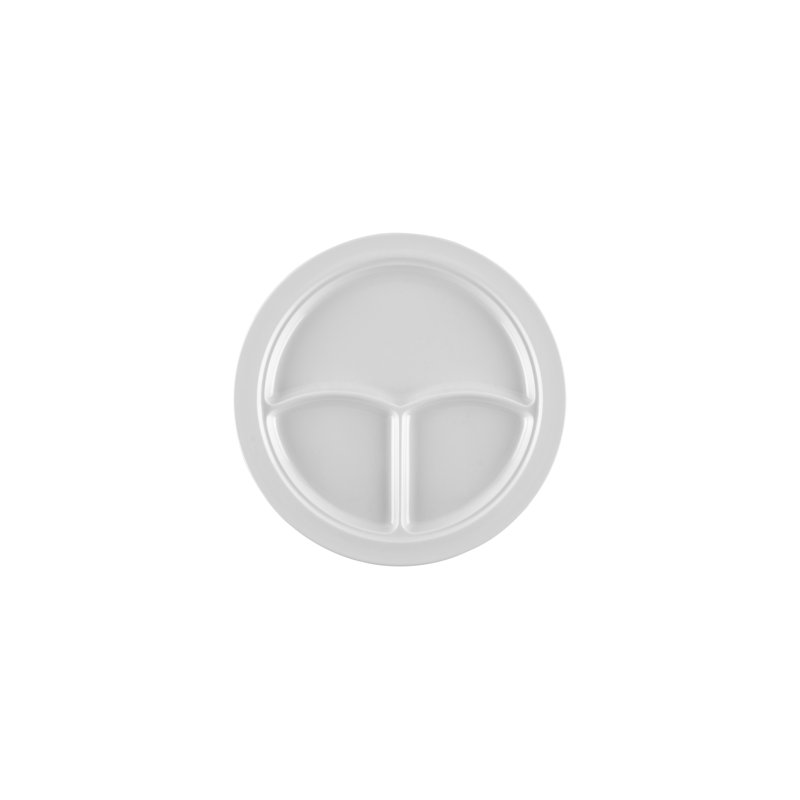 3 assiettes à 3 compartiments 10, ensemble de 4, Blanc