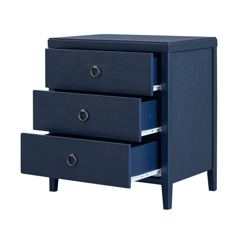 Dwaine 3 Drawer Nightstand, 22"W, Navy