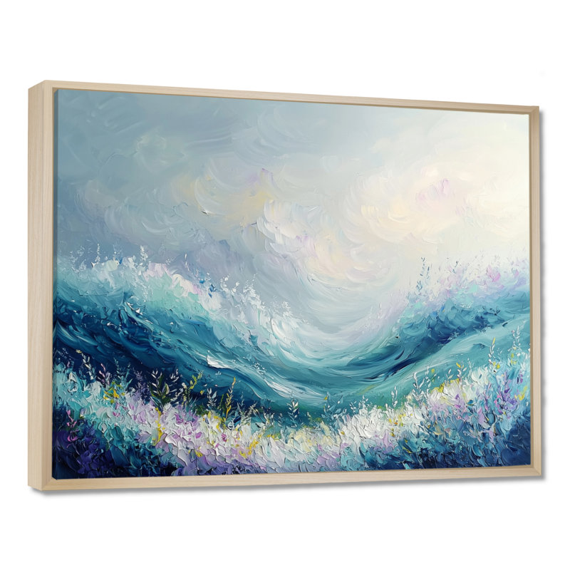 Parallel Beach of Abstract Coastal Landscape VI - Art mural moderne abstrait abstrait, H 12 po x l 20 po, Cadre flottant