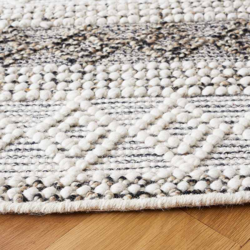 Tapis géométrique en laine et en coton tissé à la main Parsonsfield, Rond 6 pi