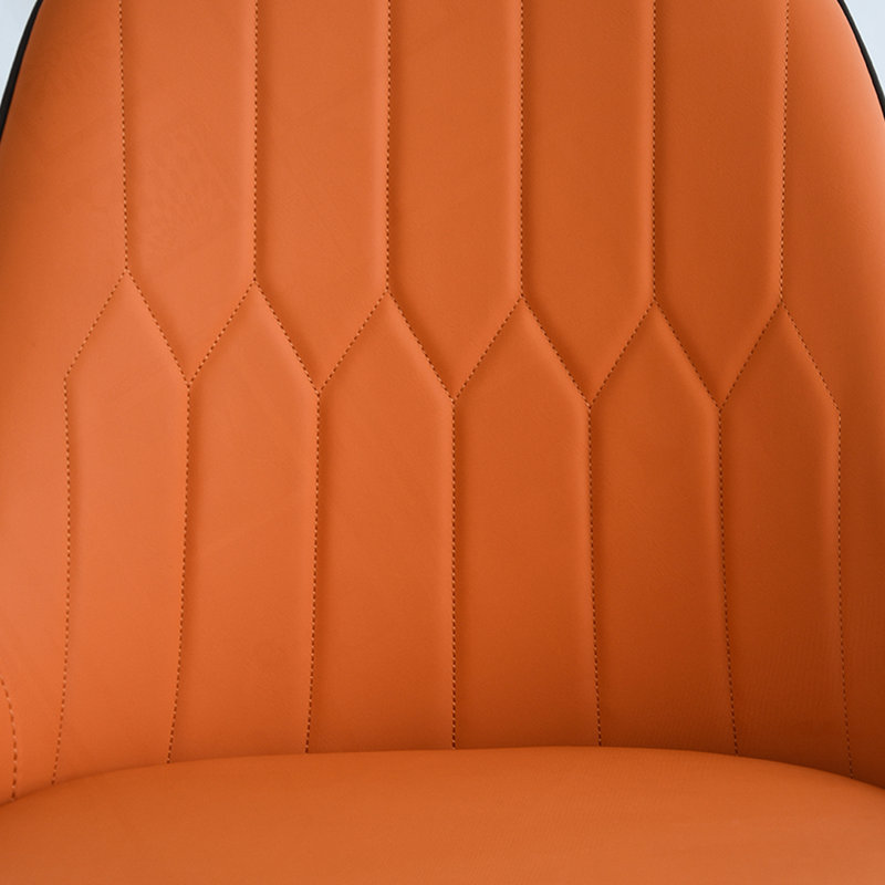 PU Upholstered Dining Chair, Orange, Dark Brown