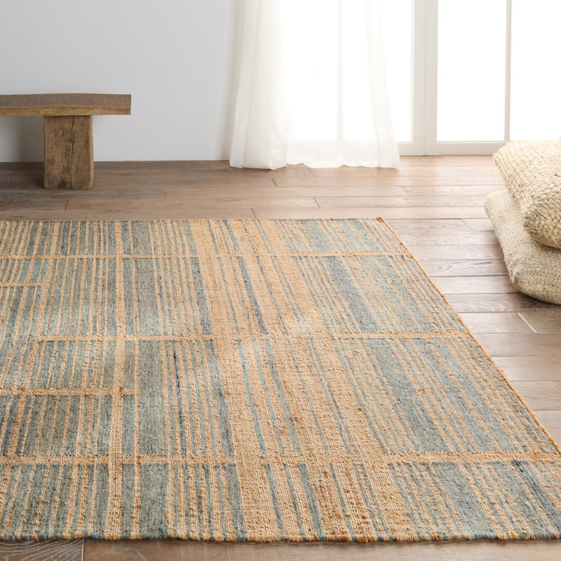 Zoya Striped Area Rug in Brown/Blue, Rectangle 5' x 8'