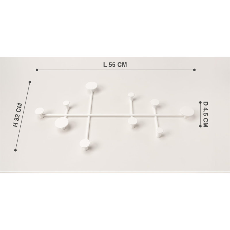Derone Wall Mounted Coat Rack, White