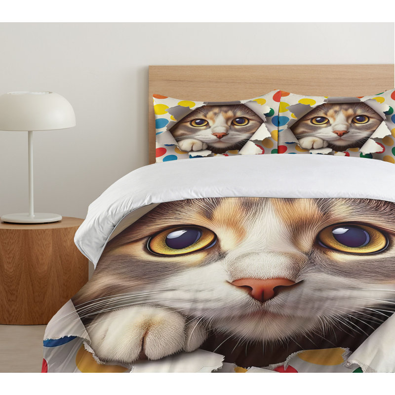 Cat Duvet Cover, California King Duvet Cover + 2 Standard Shams
