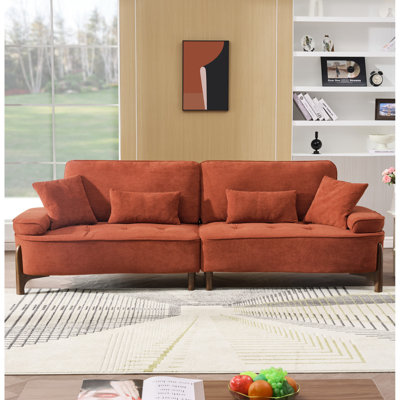 103 Inch Comfortable Deep Seated Sofa With Pillow