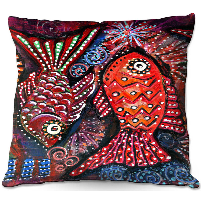 Coussin décoratif à poissons 2 funky canapé, 16 po x 1 po