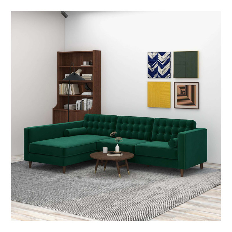 Canapé modulaire en velours vert Christian