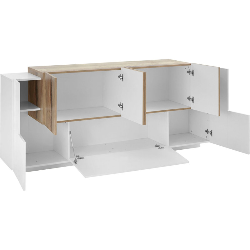 Nostrand 200 Cm Wide Sideboard, White/Maple