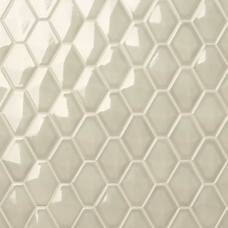 Brookline Diamond 3x4 Glossy Ceramic Mosaic Tile, Celadon Green