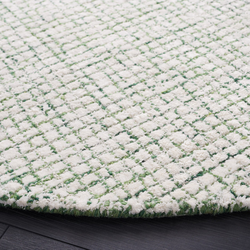 Kadarion Hand Tufted 0.6 Viscose 0.4 Wool Abstract Rug, Round 4'