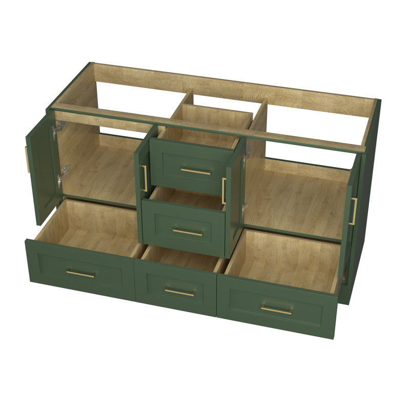 Base de meuble-lavabo double 60 po en bois massif, Vert