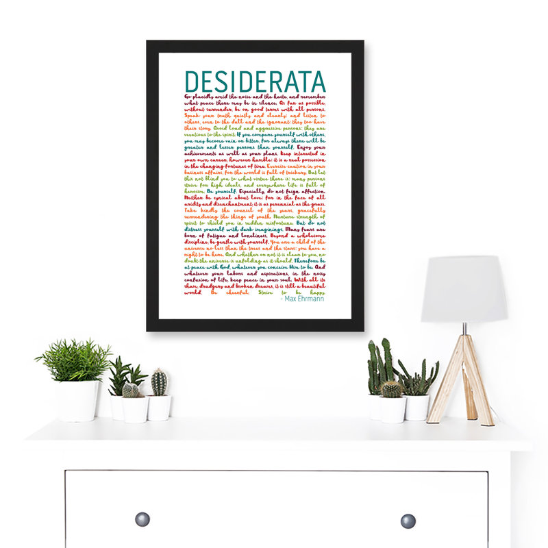 Desiderata Rainbow Words Mav Ehrmann Typography Inspiration Artwork Framed A3 Wall Art Print