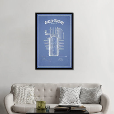 « harley-davidson motocyclettes cylinder », impression sur toile en bleu ciel