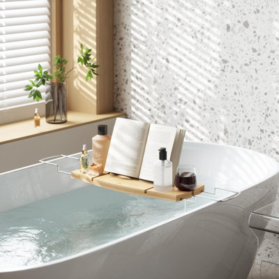 Freestanding Bamboo Bathroom Accessory Tray
