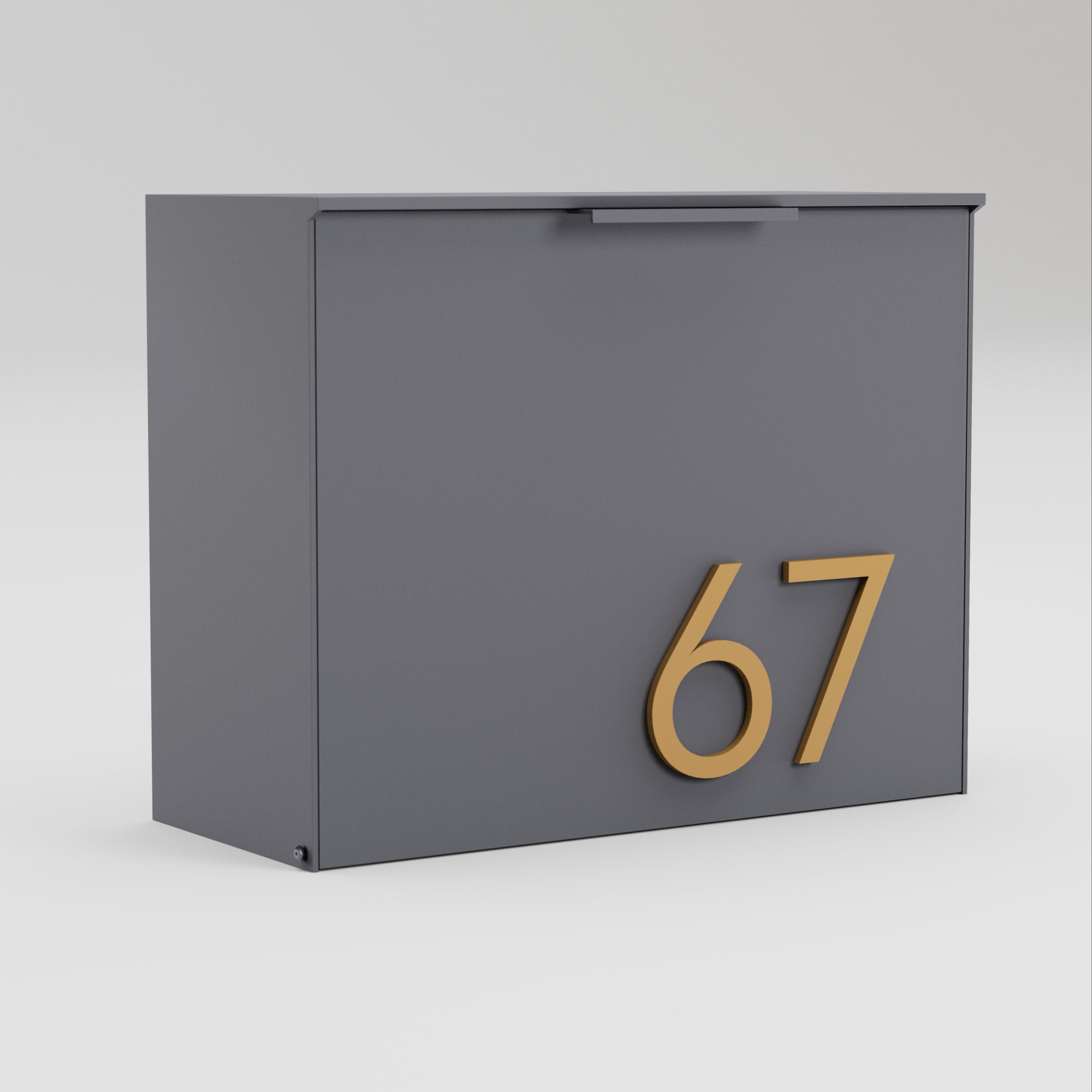Cubby Wall Mounted Steel Mailbox, Gray, Brass, Yes