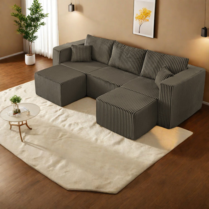 Canapés modulaires compacts, confort en mousse, style minimaliste pour les petits espaces