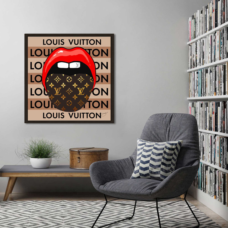 «Louis Vuitton Tongue (Square)» par By Jodi - impression, H 27,5 po x l 27,5 po x P 2 po, Cadre flottant espresso