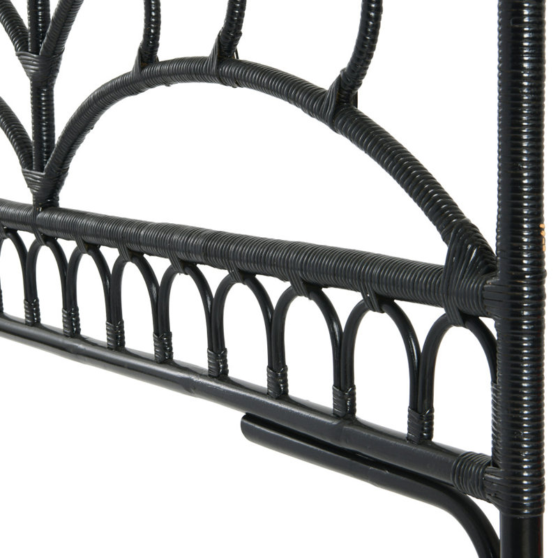 Zumbrota Rattan Headboard with Fountain Design, Queen, Black