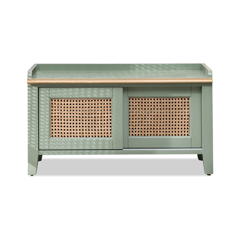 Green Solid Wood Bench