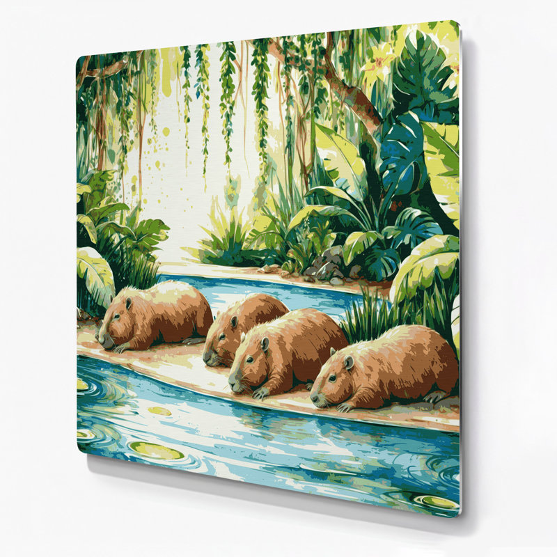 Faune sauvage, art mural vert Capybara, H 12 po x l 12 po
